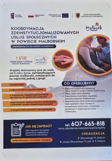 „Koordynacja zdeinstytucjonalizowanych usług społecznych w powiecie malborskim”